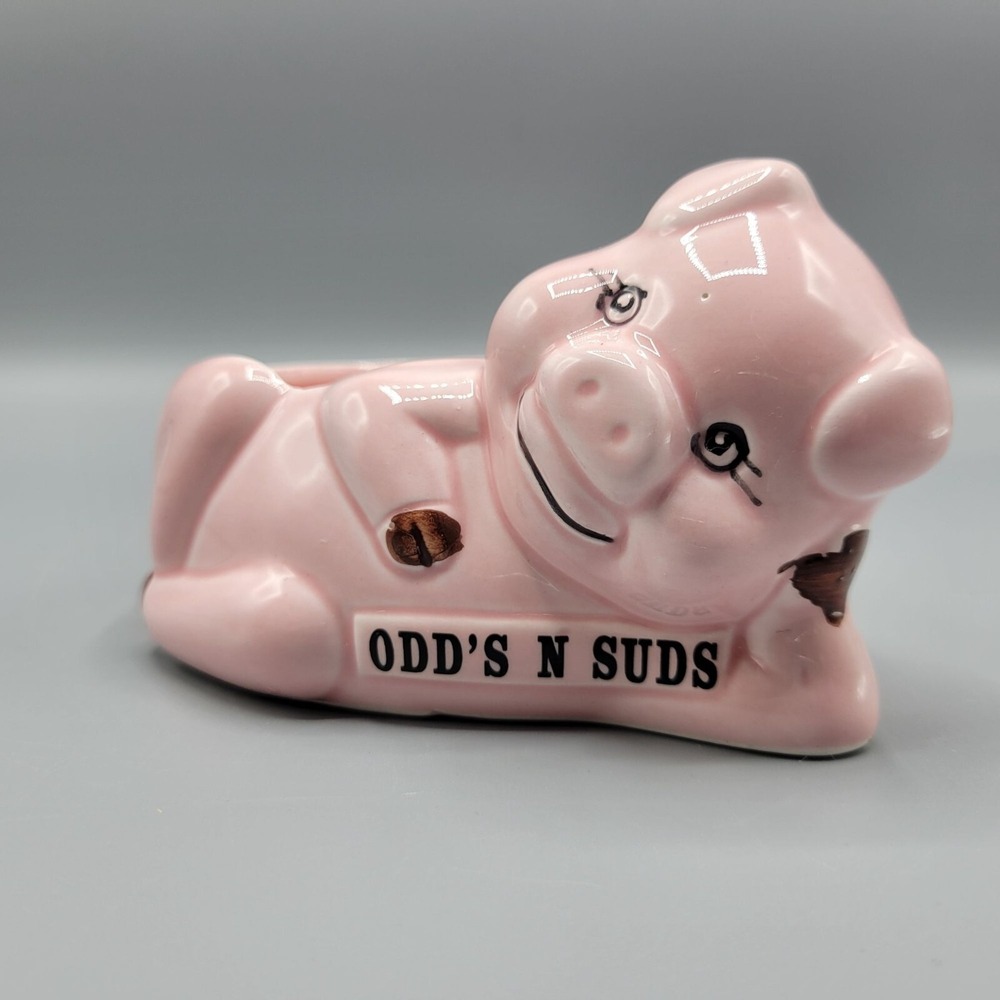 Vintage Ceramic Pig Planter Odd's N Suds Pink